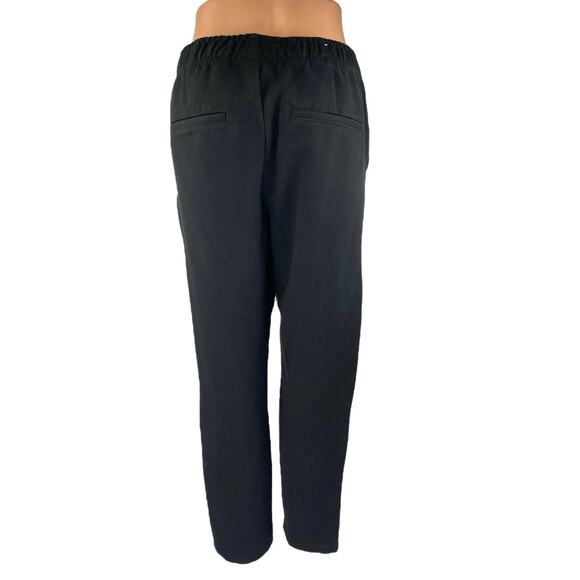Zara Women's Black High Rise Elastic Waist Straight Leg Pull On Trousers Pants L - Picture 3 of 5